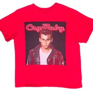 Cry Baby Shirt Women Medium Red Graphic Jonny Deep Rare Print Movie 80s Promo